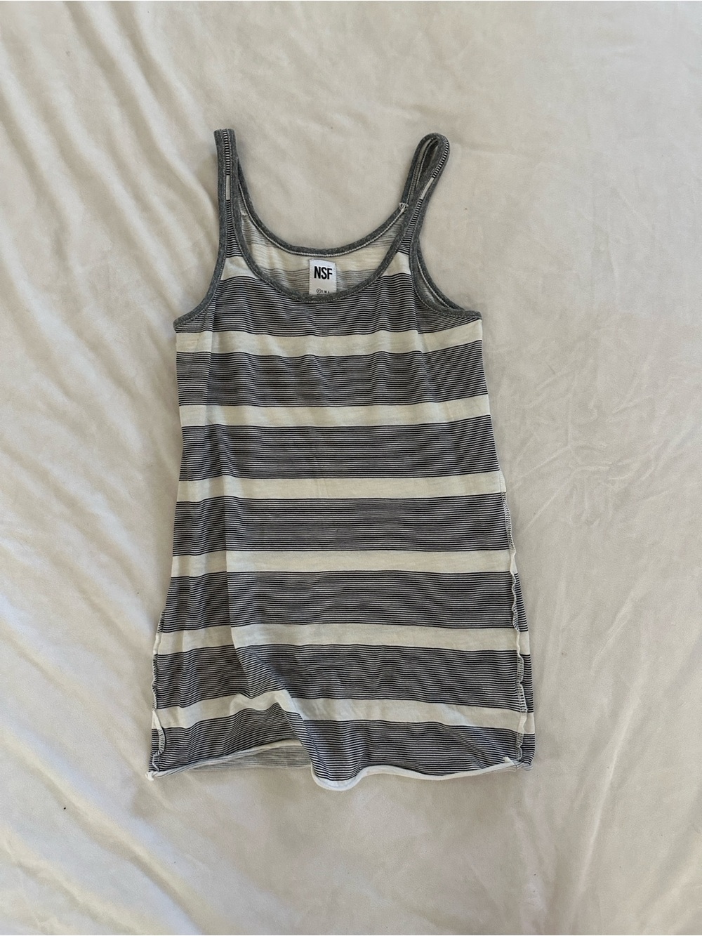 NSF gray and Cream Striped Tank Top